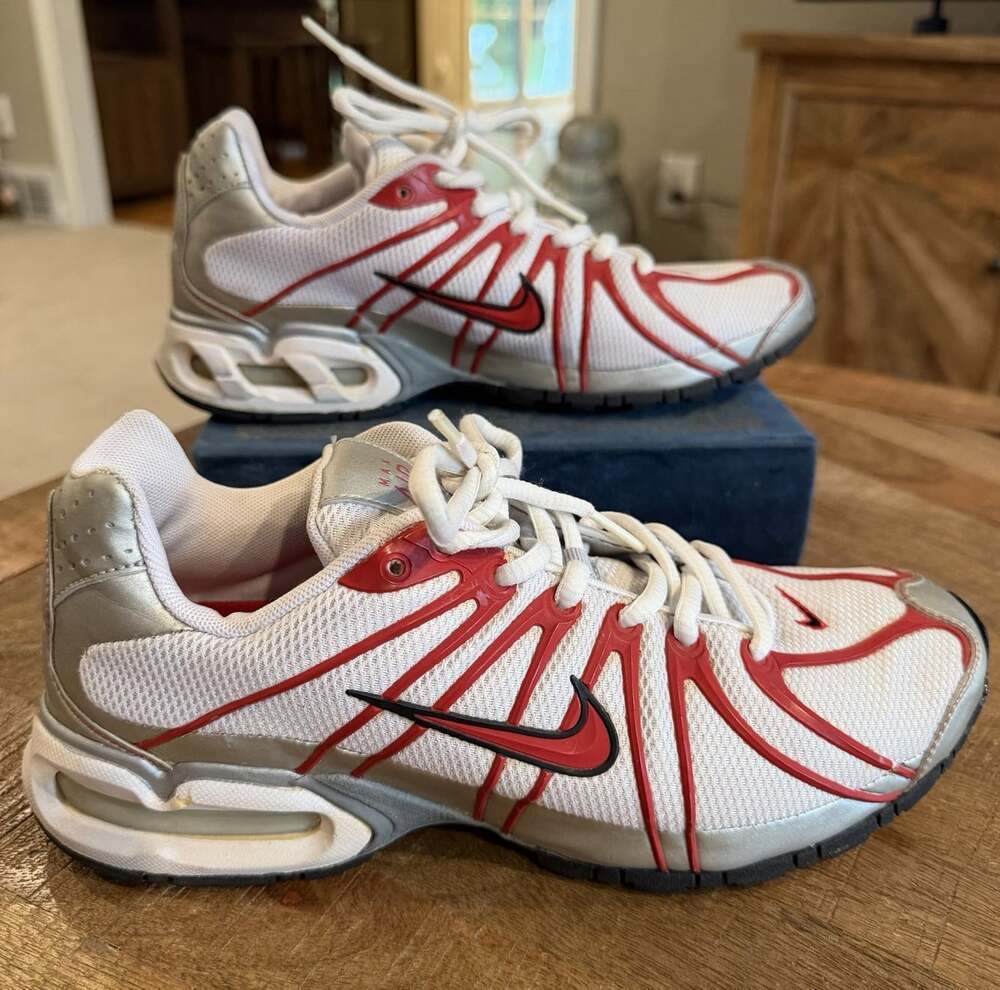Vintage 2007 Nike Air Max Torch 5 SL White Red Silver 316124-162 Men's Size 8 - Picture 1 of 9